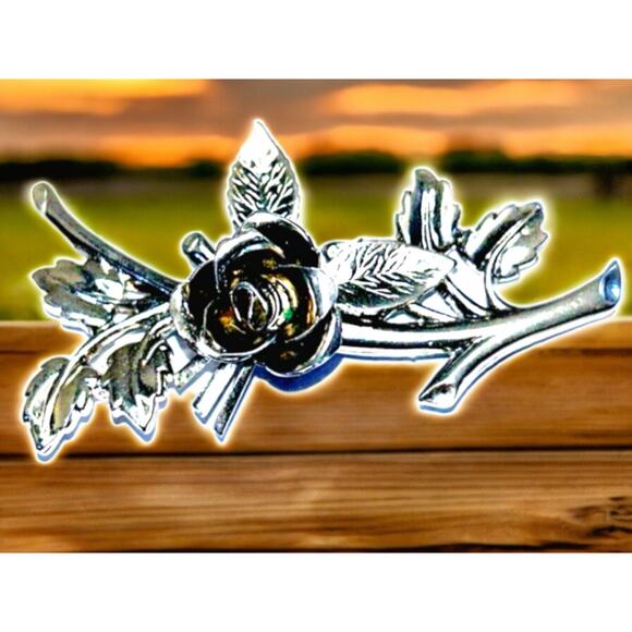 CORO Pegasus Silver Tone 2" Flower Floral Brooch Pin Retro Coquette Vintage - Picture 3 of 15